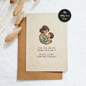 Muttertag Karte Din A6 | Muttertagsgeschenk für die beste Mama der Welt | nachhaltiges 300g Graspapier | Geschenkidee hochwertig