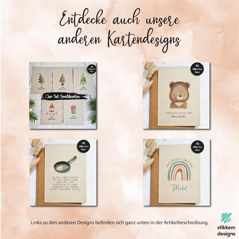 Entdecke auch unsere anderen Kartendesigns mit Grußkarten und Geburtstagskarten auf Graspapier.