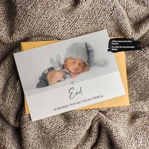 Baby Danksagungskarte zur Geburt | liebevoll personalisierte Karte mit Fotos, Geburtsdaten und eurem Text auf der Rückseite | Din A6