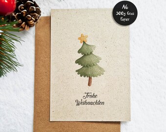 Carte de Noël Sapin de Noël Carte de vœux Din A6 | papier d'herbe durable de 300 g | Carte cadeau | Joyeux Noël Carte | papier spécial