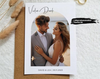 Dankeskarte zur Hochzeit personalisiert | Moderne Dankeschön Hochzeit Karte, Danksagung mit Paar Foto, liebevolle Dankeskarte mit Umschlag