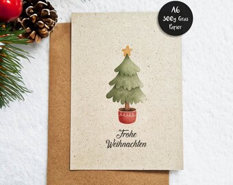 Carte de Noël Sapin de Noël Carte de vœux Din A6 | papier d'herbe durable de 300 g | Carte cadeau | Joyeux Noël Carte | papier spécial