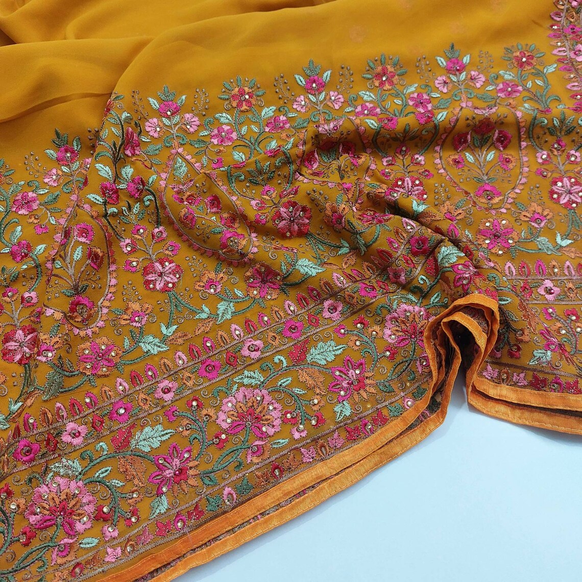 Kashmiri Work Saree Kashmiri Embroidered Saree Kashmiri Etsy