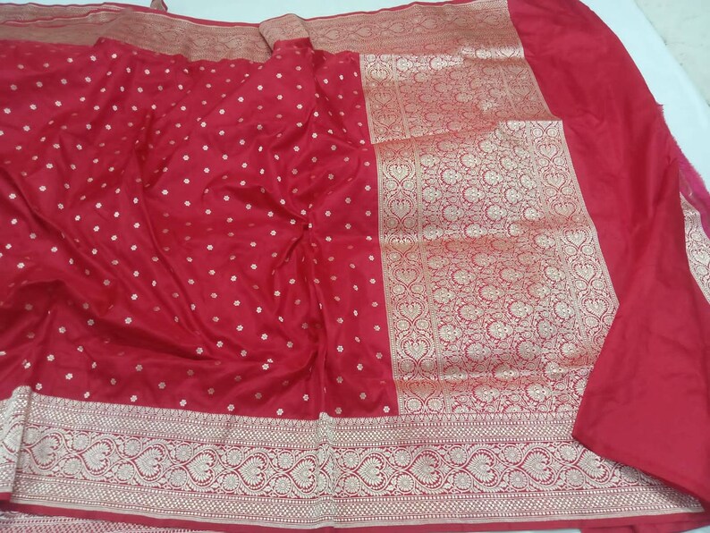 Pure Banarasi Silk Saree Banarasi Saree Red Banarasi Saree - Etsy