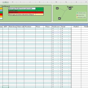 Journal des transactions boursières 2025 avec tableau de bord automatisé et calculs intégrés pour Excel - Convivial - Day / Swing / Trading de position