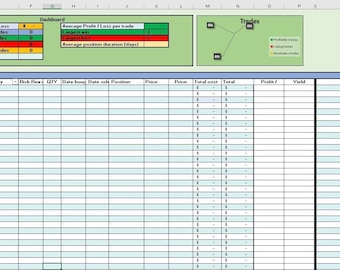 Diario de operaciones bursátiles 2026 con panel automatizado y cálculos integrados para Excel - Fácil de usar - Operaciones diarias/swing/de posición