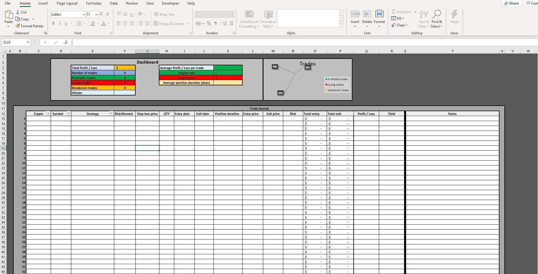 2026 Crypto-handelsdagboek met geautomatiseerd dashboard en ingebouwde  berekeningen Excel – geschikt voor daghandel / swingtrading /  positiontrading