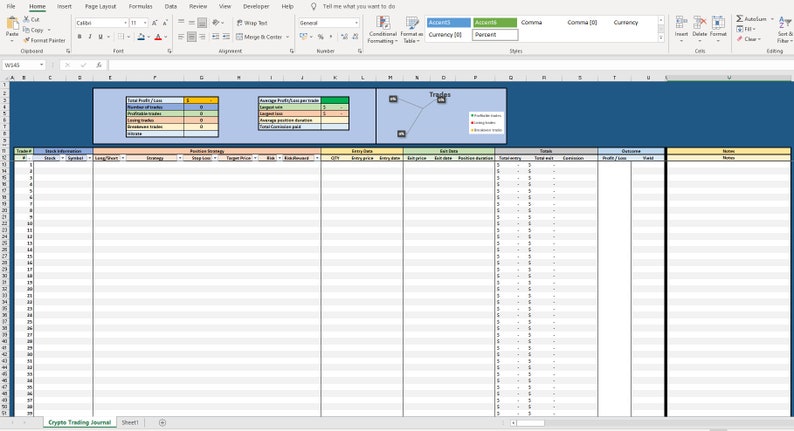 2026 Stock Trading Journal Spreadsheet / Long + Short Trades ...