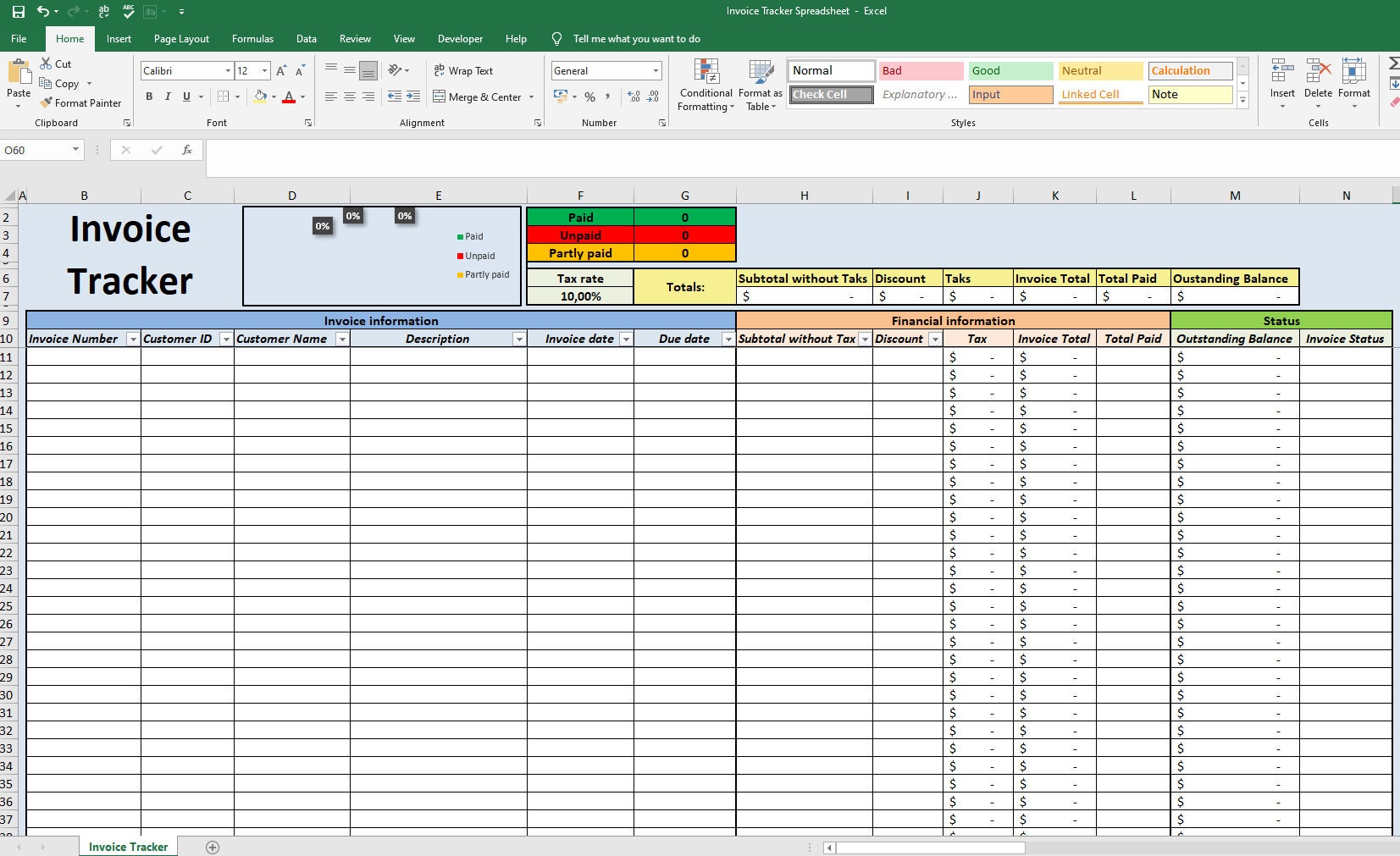 2024 Invoice Tracker Spreadsheet Excel or Google Sheet Template for