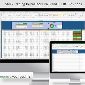 Spreadsheet aandelenhandelsdagboek 2025 / long + short-transacties - geautomatiseerd dashboard Ingebouwde berekeningen - Excel/Google Spreadsheets - Day Trading