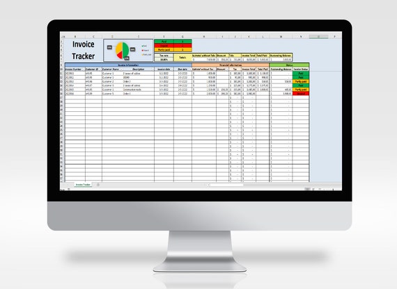 2026 Invoice Tracker Spreadsheet – Excel or Google Sheet Template for Logging Invoices with Built-in Calculations – Suit for Customization