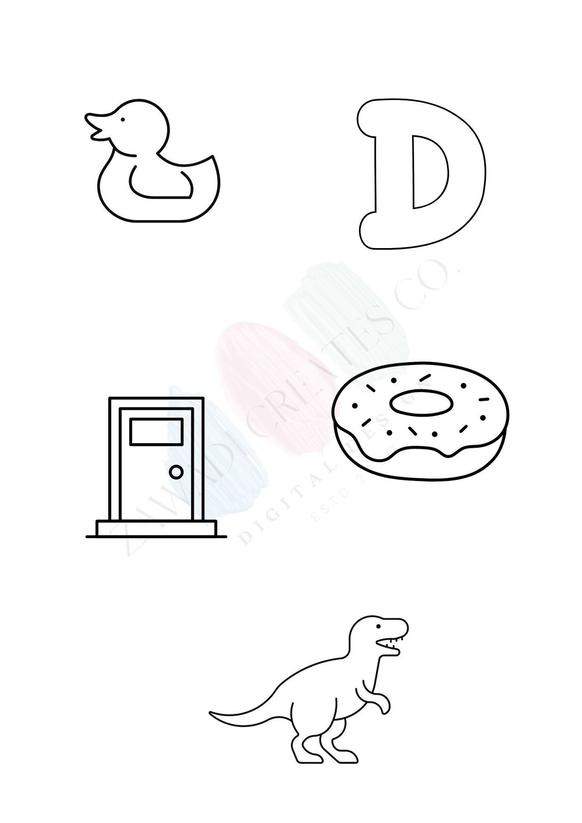 Printable Coloring Page for Children. Letter D Coloring Page. - Etsy