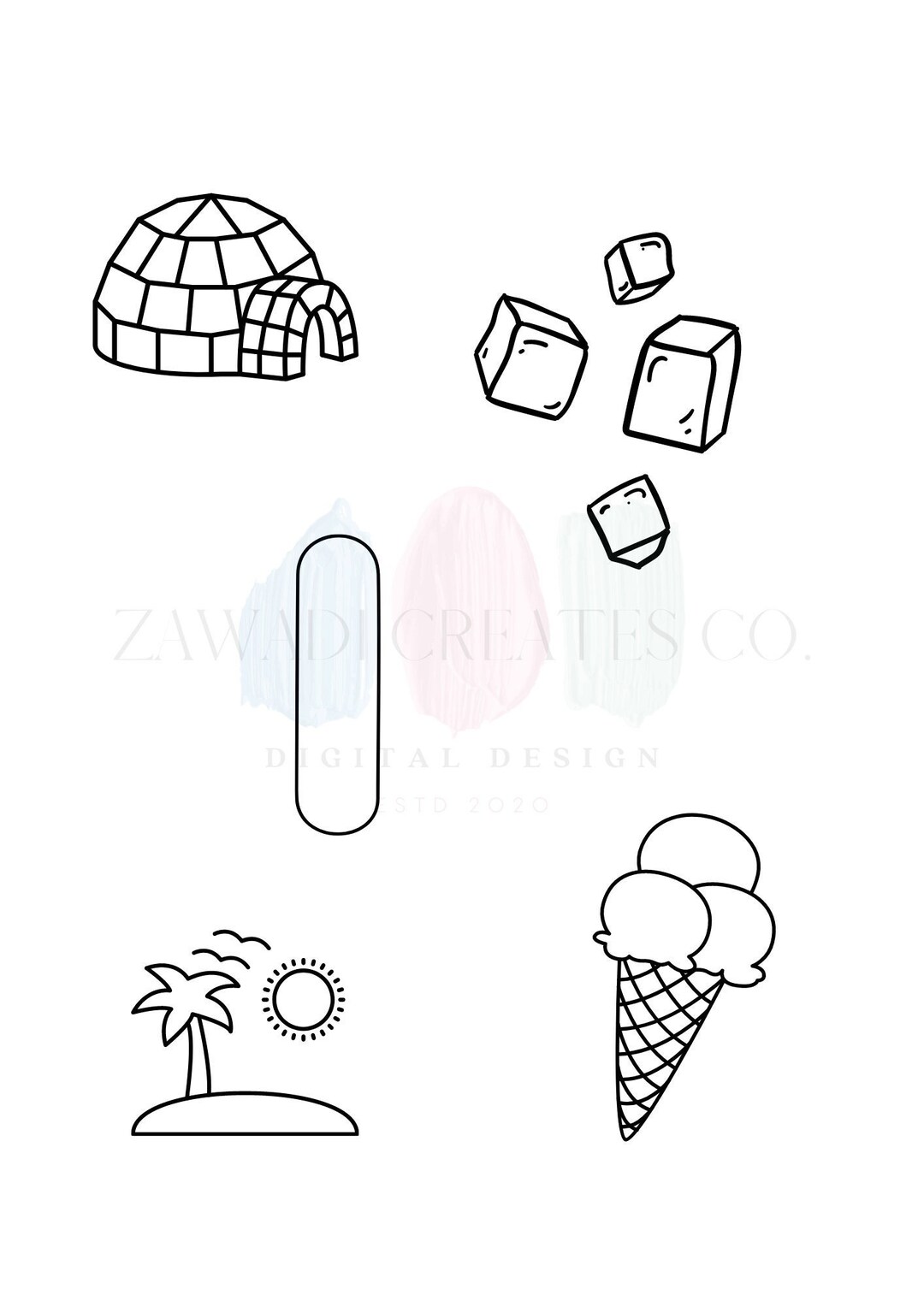 Printable Coloring Page For Children Letter I Coloring Page Etsy