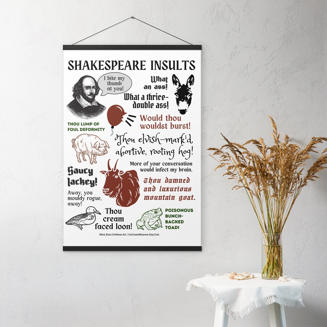 Shakespeare Insults Poster: Ready-to-display Funny Theater Wall Art ...