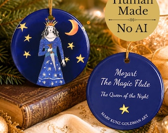 Die Zauberflöte Königin der Nacht Ornament, Hand-Illustrierte Mozart Oper Klassische Musik Geschenk
