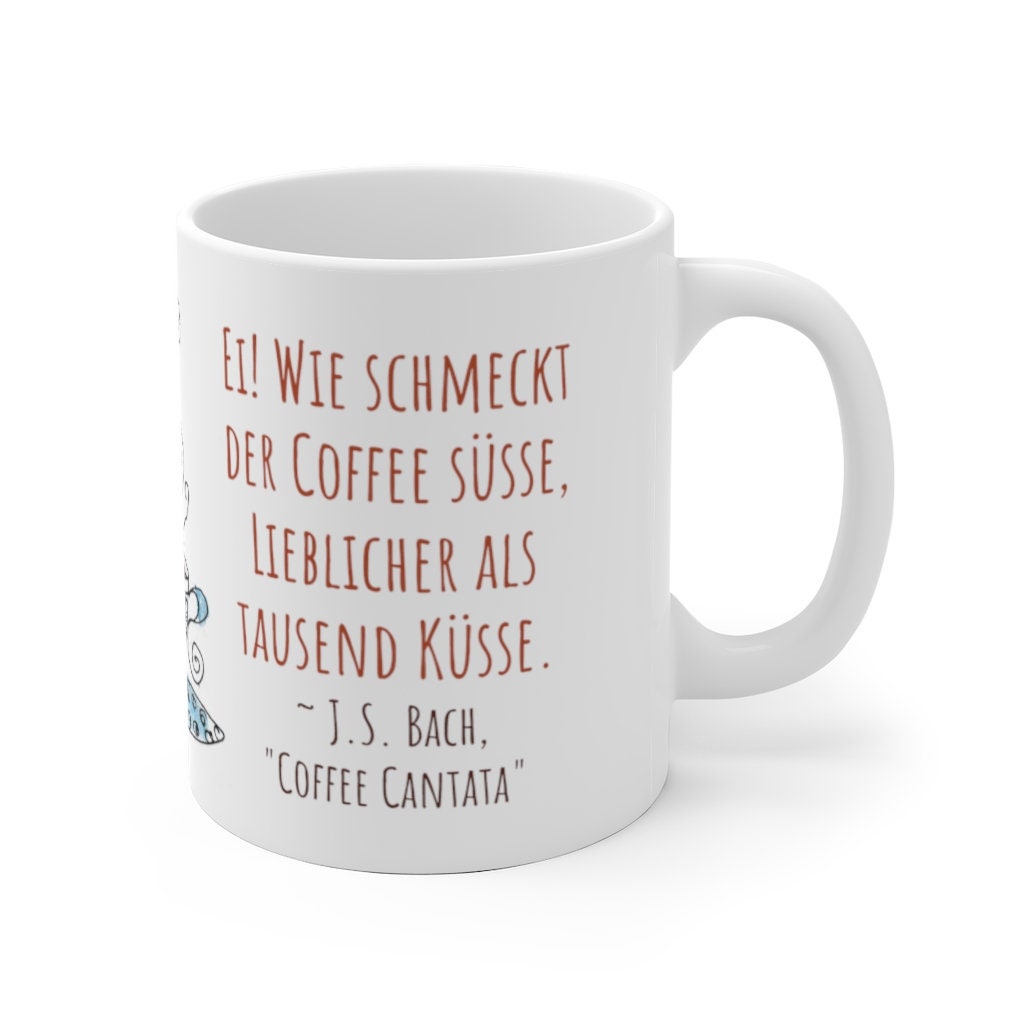 Bach Coffee Cantata Mug Whimsical Hand Illustrated German/english