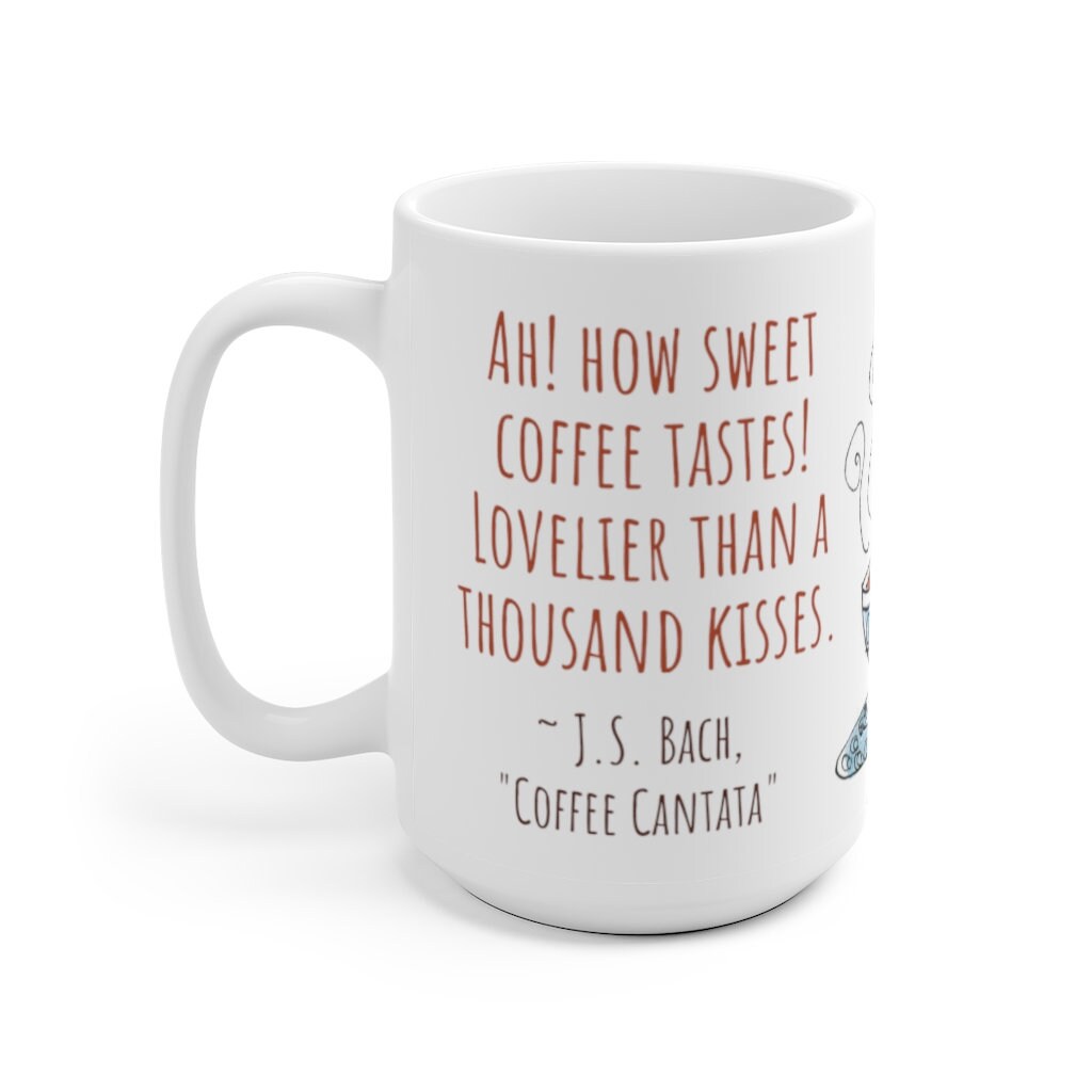 Bach Coffee Cantata Mug Whimsical Hand Illustrated German/english