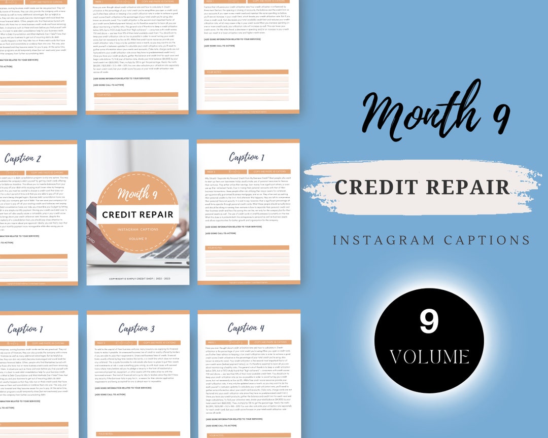 1 Month Credit Captions Vol 9 Instagram Captions Credit Etsy