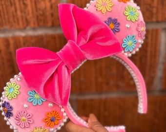 Rainbow Flowers Minnie Ears