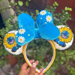 Custom Disney Minnie Mouse Ears Knitted Sunflower Headband Orange you glad it main image 4