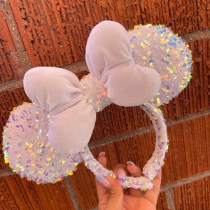 White Sequins Minnie Mouse Ears