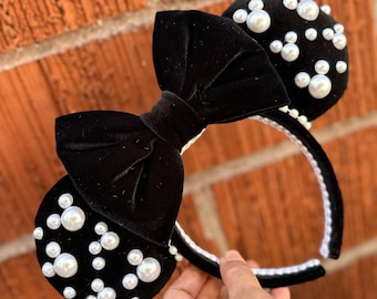 Black Velvet Pearl Minnie Ears