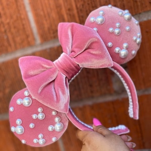 Velvet Dusty Rose  Pearl Minnie Ears