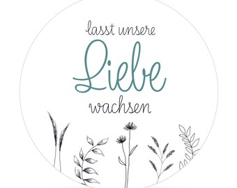 Aufkleber „lasst unsere Liebe wachsen“ - 10 Stück - minimalistisch floral