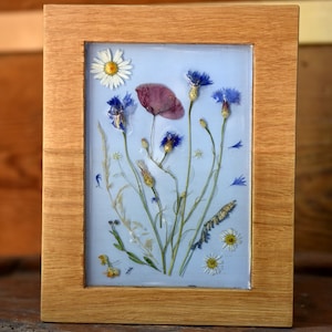 Getrocknete Wildblumen Eiche Rahmen Herbarium Blumen Resin Wildblumen Home Dekor Wildblumen Geschenk Jahrestag FreundschaftBirthday Unikat Handmade
