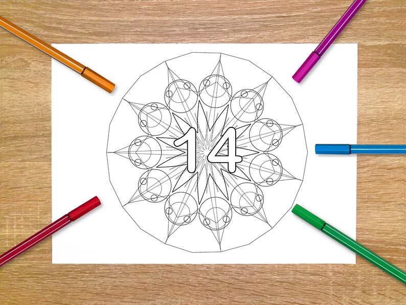 Advent Calendar Mandala Coloring Pages to Print at Home. PDF and PNG
