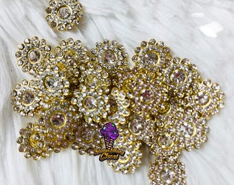 Gouden strass bloem cabochons - helder, AB-kristallen plaksteen versieringen-18-20 mm bloemen ambachtelijke benodigdheden, haarstrik bruiloft DIY
