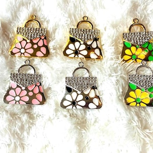 Rhinestone Flower Handbag Charms,  Show Stopper Boss Purse Bags Charms,Available in Multiple Colors