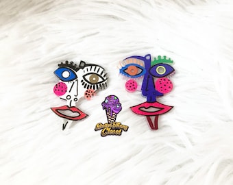 Abstract Face & Geometric Pattern Flatback Planner Charms  Embellishment- Accessories for Jewelry -DIY Projects