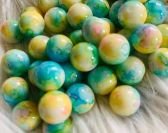 10 mm meerkleurige marmerkralen, glanzende acrylkralen-glasachtige afwerking, benodigdheden voor het maken van sieraden, doe-het-zelf armbandkralen