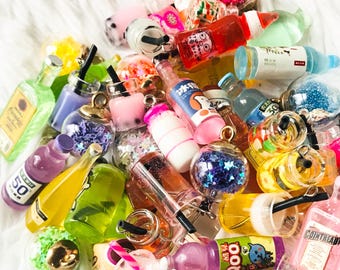 Miniature Resin Cocktail Bottle Charms Mixed Drink Bottle Charm Jewelry Making Supply Dollhouse Miniature Decor