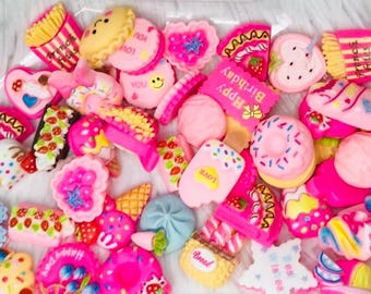 Mix kawaii dessertbedels, roze snoep cabochons-hars plaksteen bedels-schattige snoepbedels voor ambachten-slijm-sieraden maken