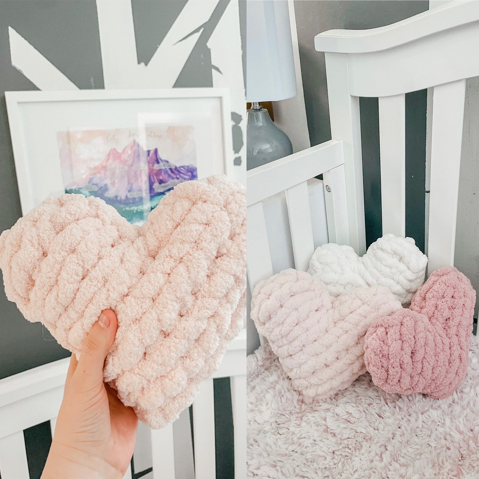 Heart Shaped Pillow Knit Heart Pillow Valentines Day Decor Etsy