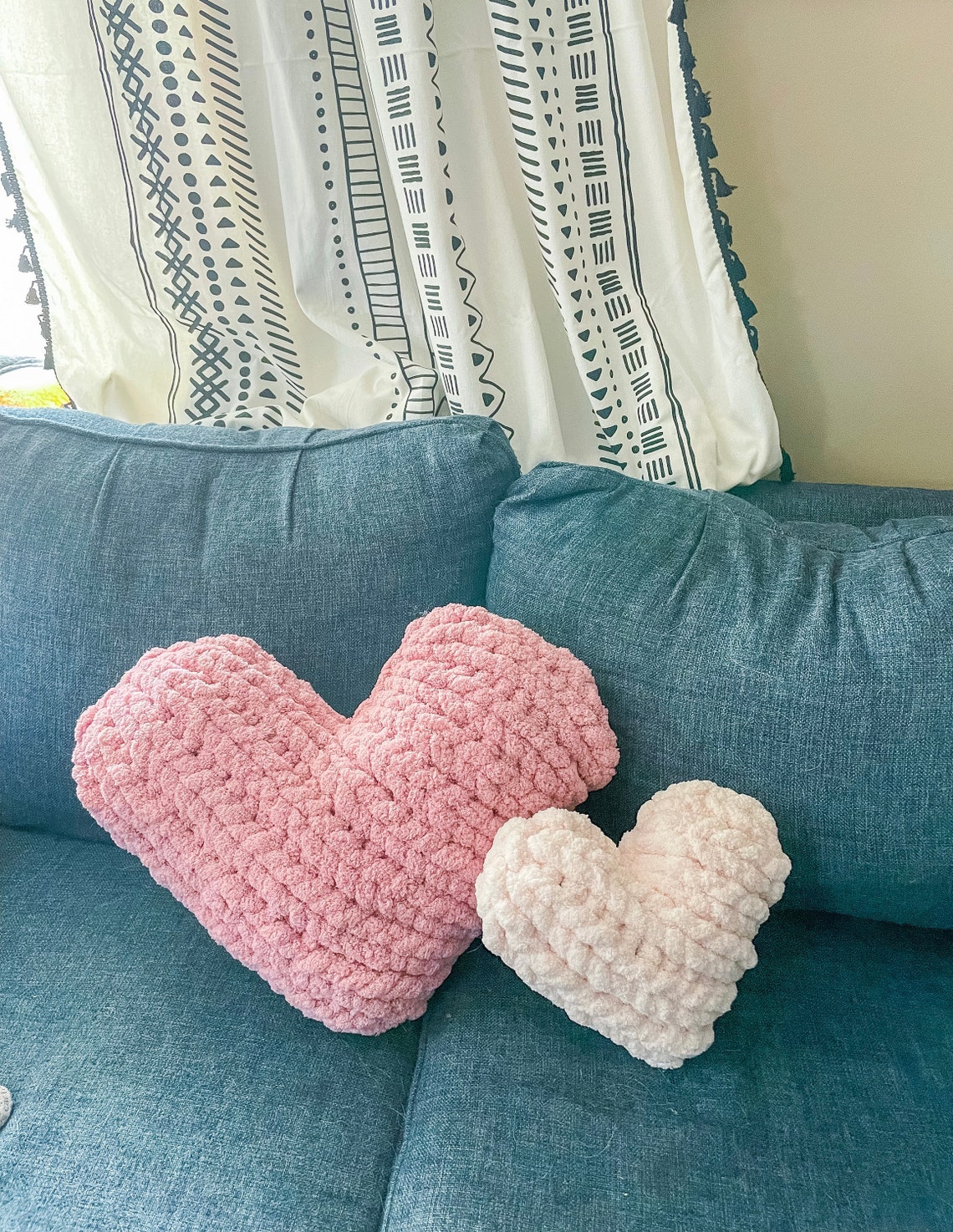 Heart Shaped Pillow Knit Heart Pillow Valentines Day Decor Etsy