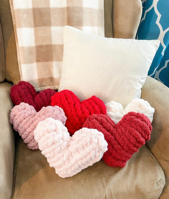 Heart Shaped Pillow Knit Heart Pillow Valentines Day Decor Etsy
