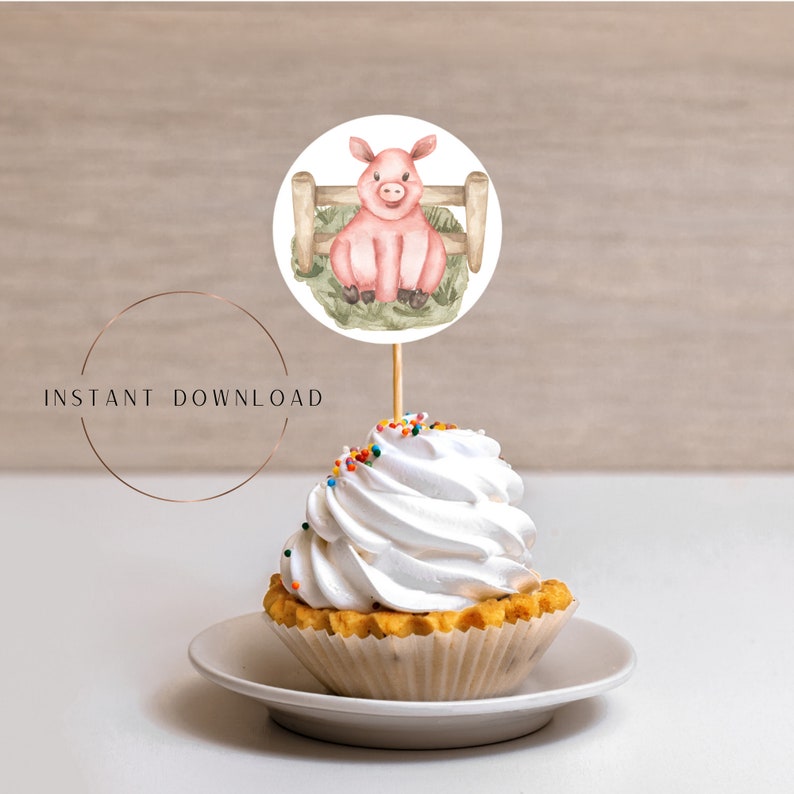 Farm Animal Cupcake Toppers, Printable Instant Digital Download Etsy