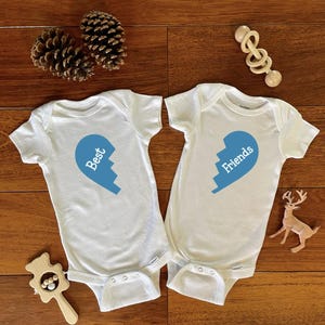 Best friends matching Onesies® - unisex baby bodysuits, set of 2 - twin baby gift