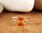 925 Sterling Silver Natural Cushion Cut Citiren Dainty Ring, Birthstone Ring, Promise Ring Handmade Ring Gift For Her