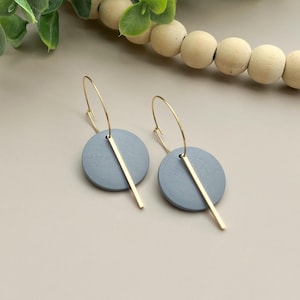 Gray & Gold Hoop Earrings | Neutral Minimalist Hoops | Cute Wood Dangle Earrings | Lightweight Earrings | Beautiful, Trendy Gift for her