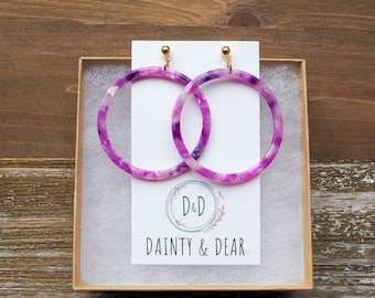 Purple Mist Circle Earrings | Eco-Friendly Acetate Earrings | Fun Lightweight Earrings | Colorful & Hypoallergenic |Cute Trendy Gift for her