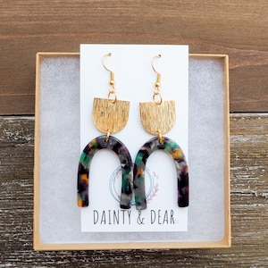 Aqua & Purple Pop Arch Statement Earrings | Eco-Friendly Acetate Earrings | Fun Lightweight Earrings | Hypoallergenic and Cute |Gift for her