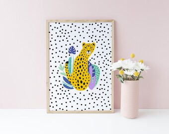 Leopard print prints, Boho Leopard, Jungle Wall Art, Tropical print, Animal wall art, boho prints, Cheetah print, girls room decor