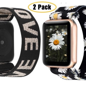 2 Pack Elastic Band For Apple WatchStretchy Apple Watch Band 38/40/41mm, 42/44/45mm,Stretch Apple Watch Strap All Sizes