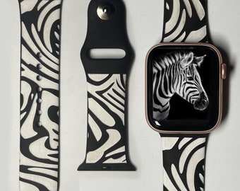 Zebra Engraved Strap Apple Watch - Apple Watch Armband - Apple Watch Band Jewellery - Zebra Engraved Strap Design Apple Watch - Gift Ideas