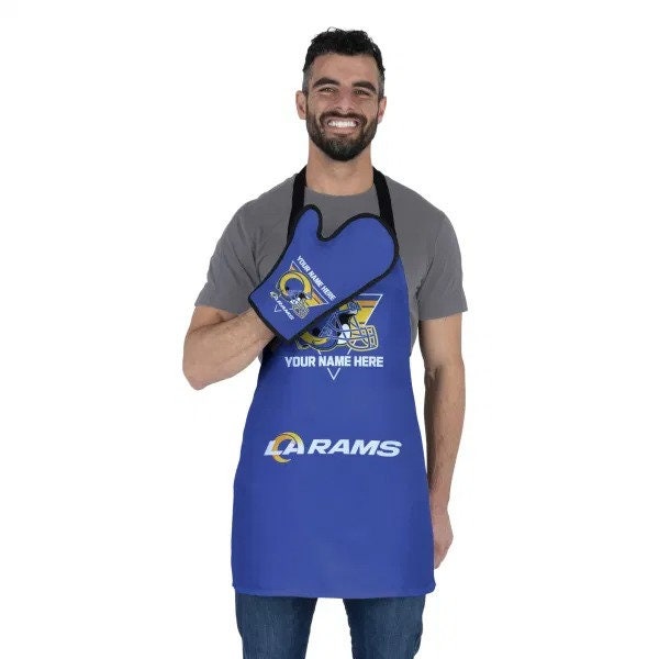 LA Rams NFL Team Personalized BBQ Grilling Apron & Mitt Purchase as a set or separately