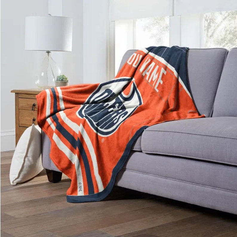 Edmonton Oilers jersey Personalized Silk Touch Throw Blanket Etsy